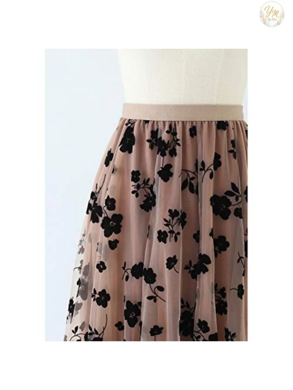 Women's 3D Posy Double-Layered Mesh Midi Skirt Wedding Party
